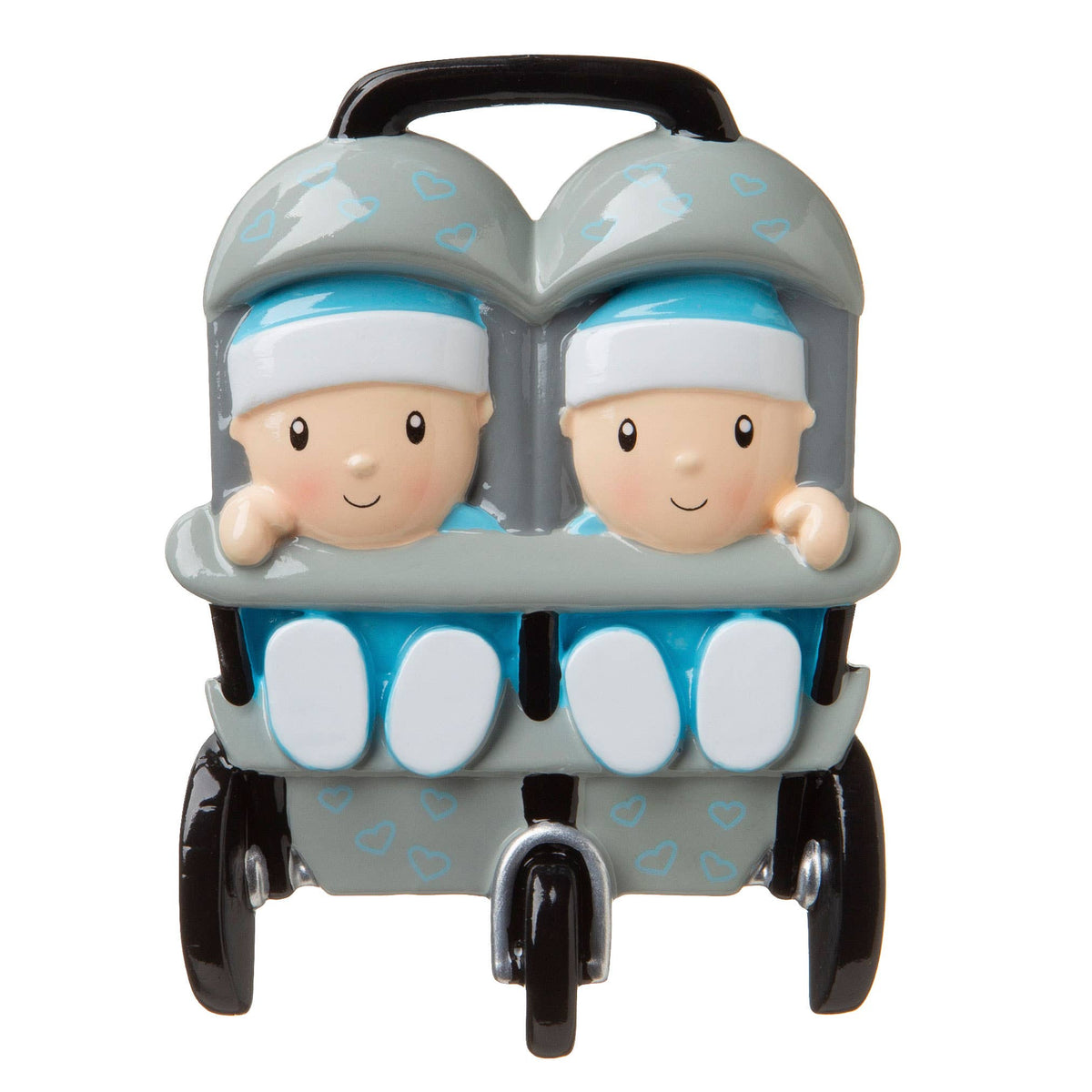 Boy + Boy Twins in Stroller Ornament
