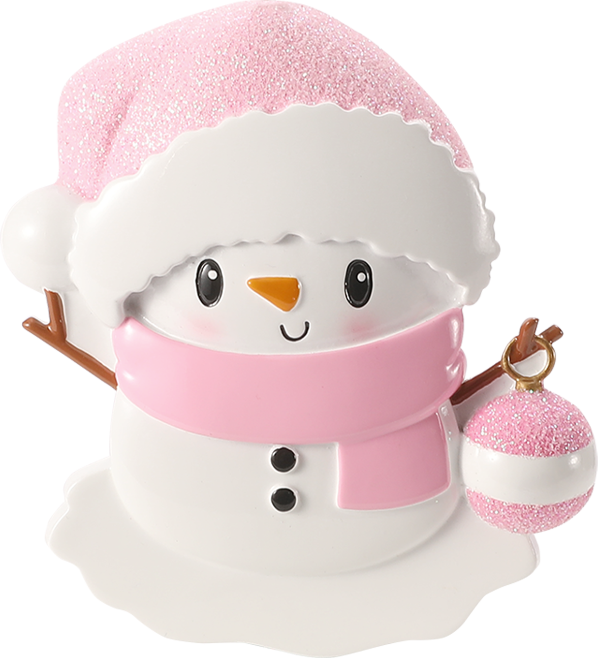 Baby Snowman with Ornament Personalized Ornament: Pink