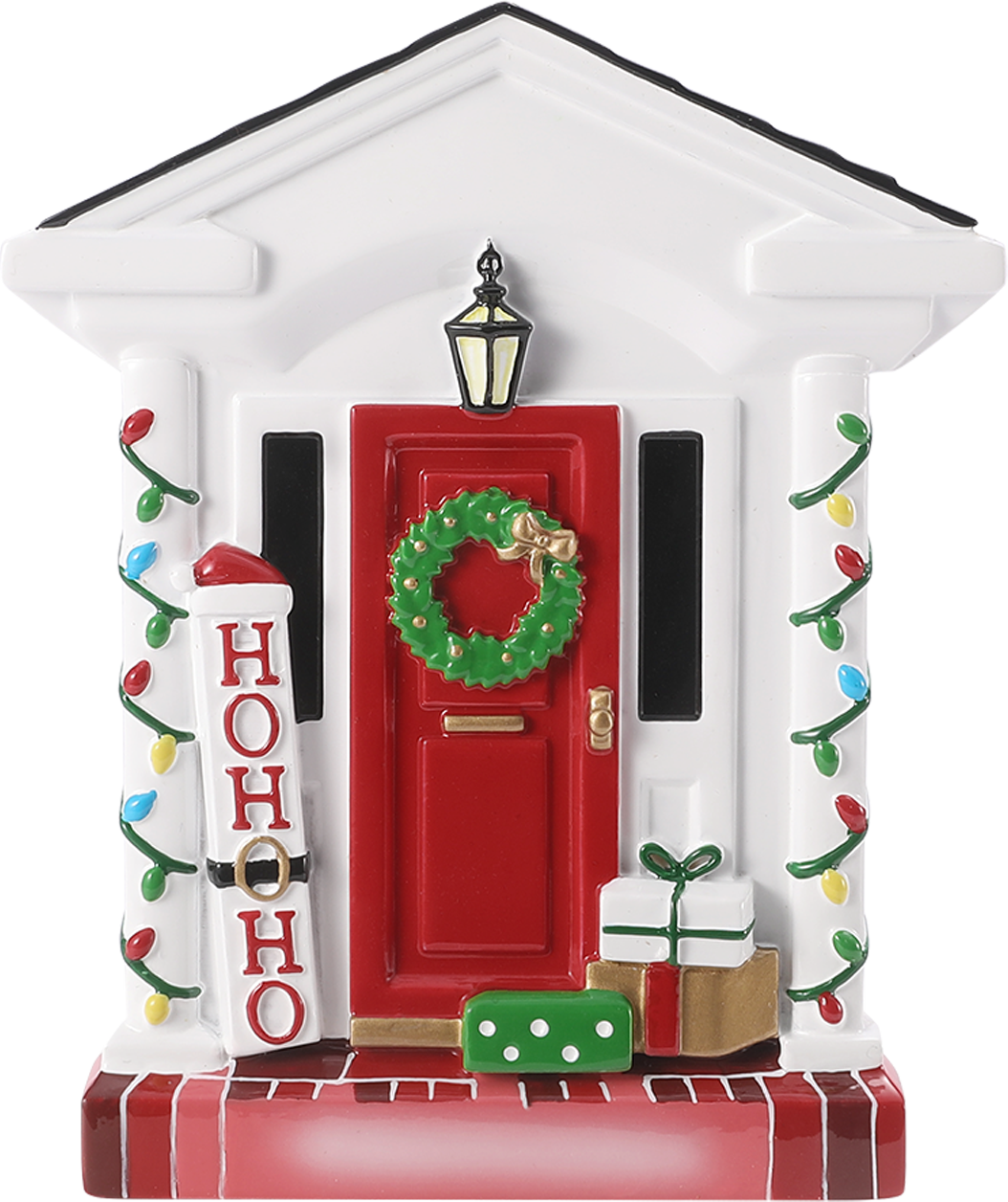 Red Door with Ho Ho Ho Decoration Personalized Ornament