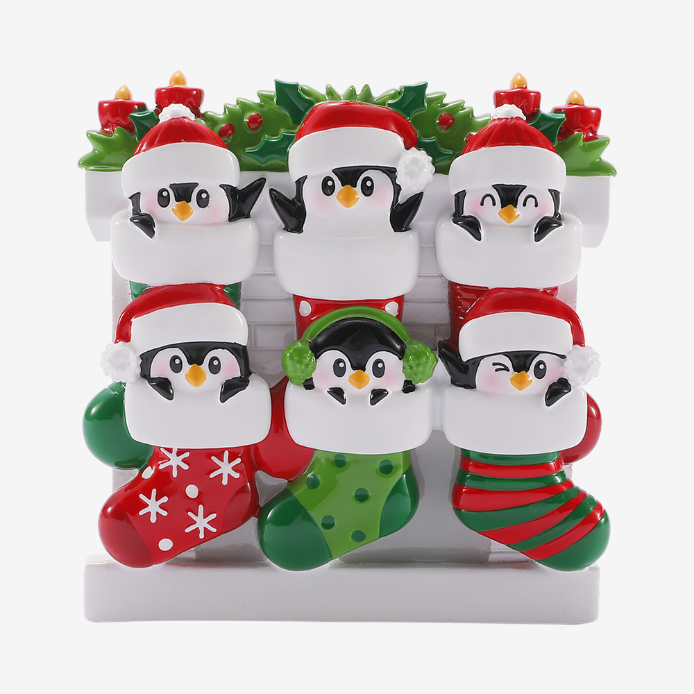 Penguin in Stockings Ornament - Family of Six