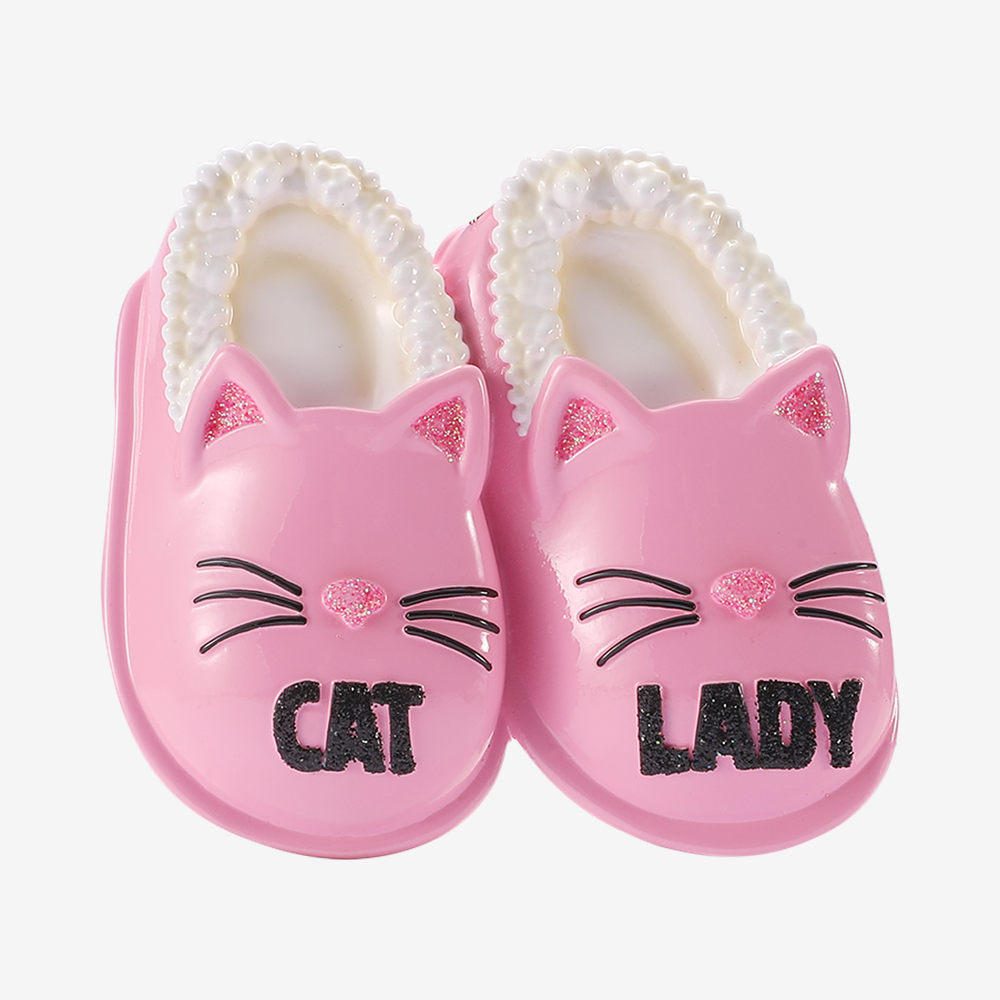 Pink Cat Lady Slippers Ornament