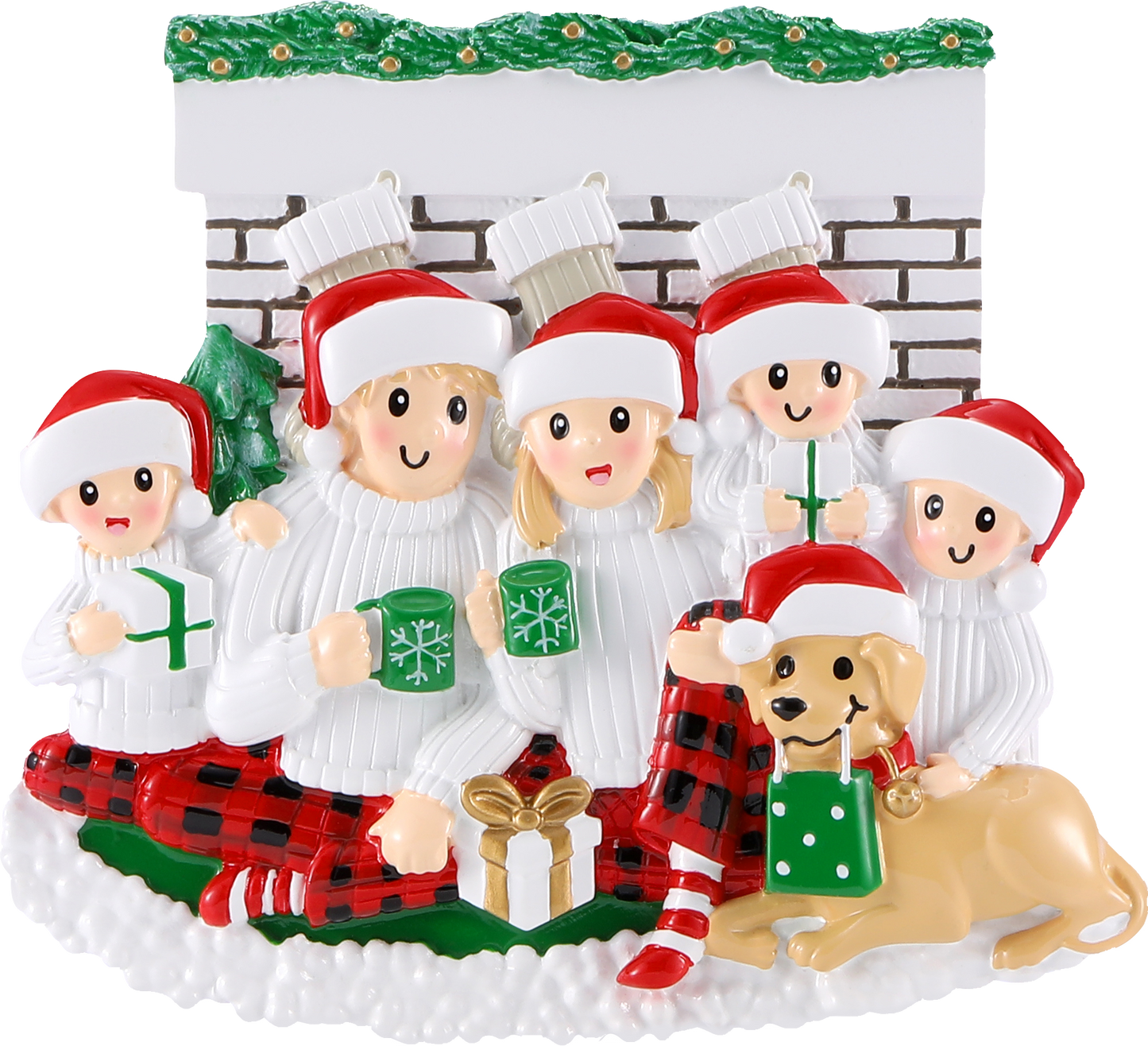 Christmas Morning with Dog - Family of Five