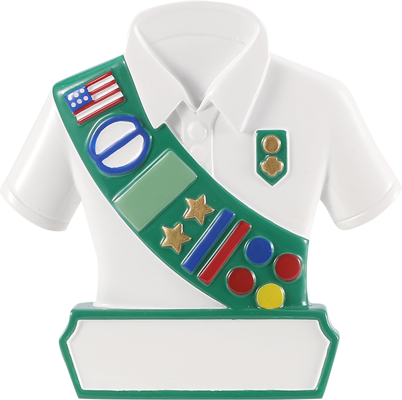 Scouting Uniform Personalized Ornament: Green and White