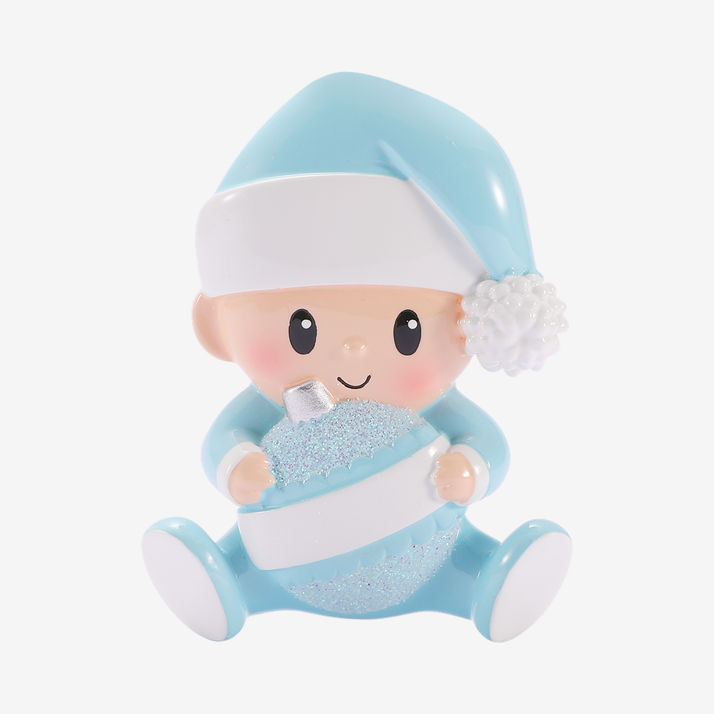Baby Holding Ornament - Blue