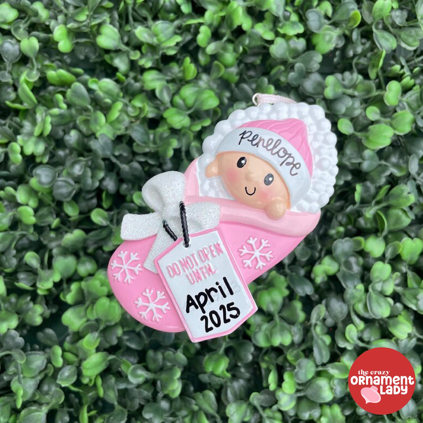 Do Not Open Until... Pink Baby's First Christmas Ornament