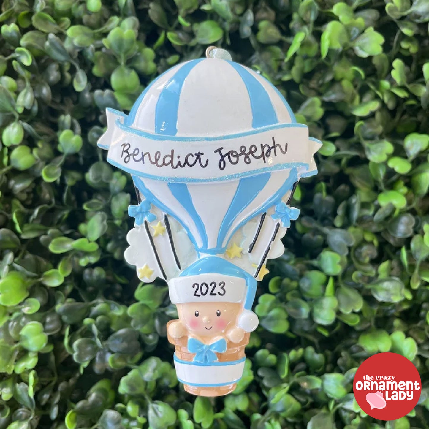 Hot Air Balloon Blue Baby Ornament