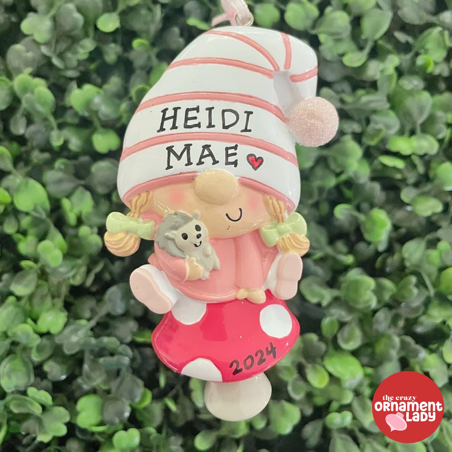 Pink Baby Gnome Ornament