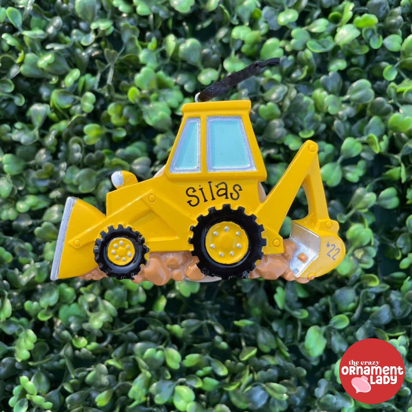 Yellow Backhoe Ornament