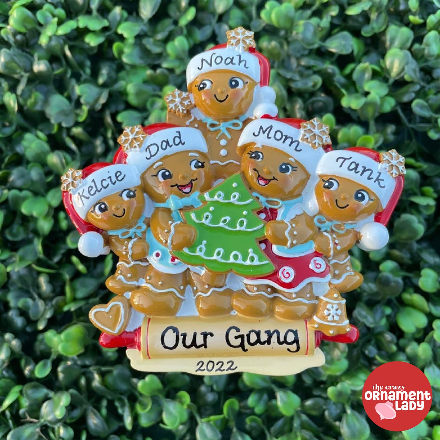 Gingerbread Bakers Ornament - Family of Five