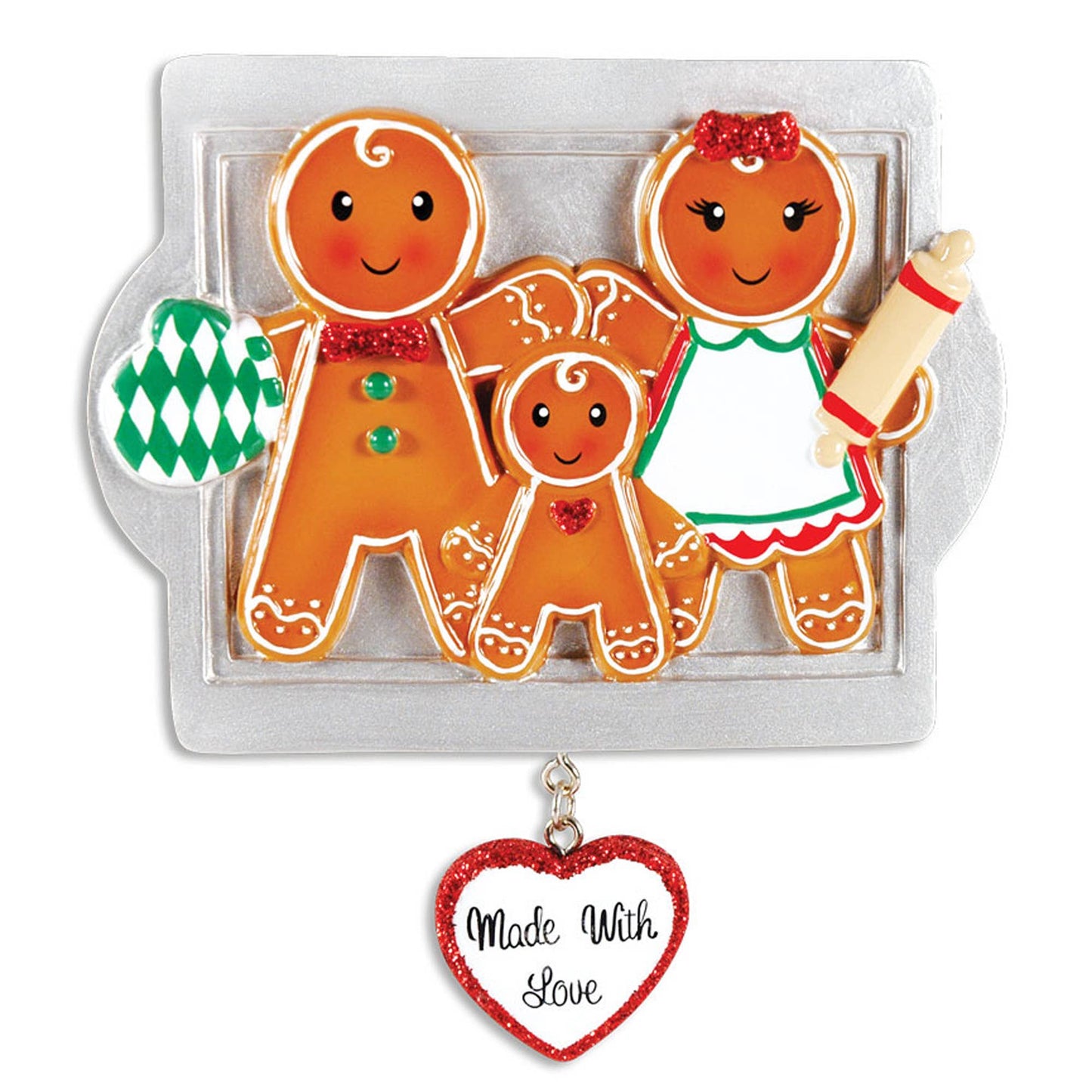Made with Love Gingerbread Ornament - Family of Three