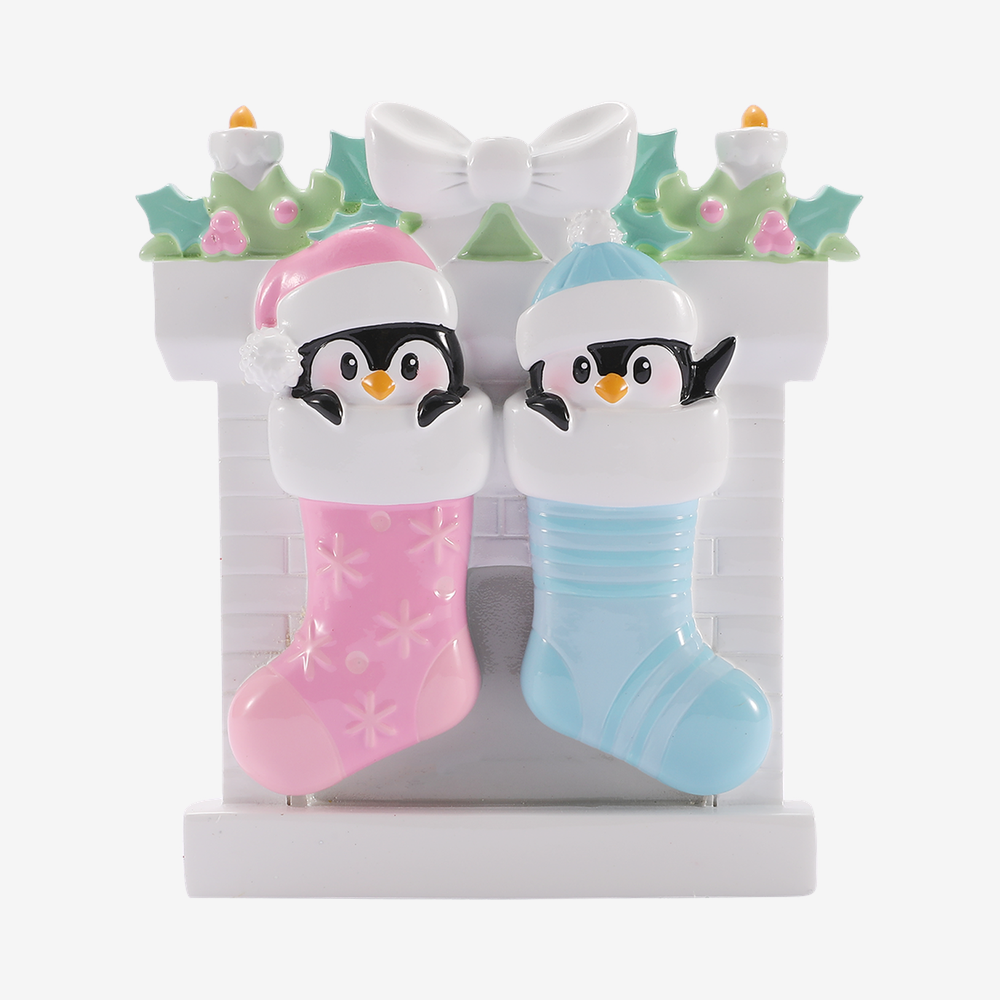 Girl + Boy Baby Penguins in Stockings