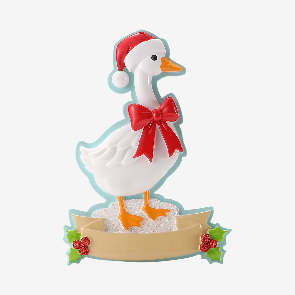 Christmas Goose in Santa Hat Personalized Ornament