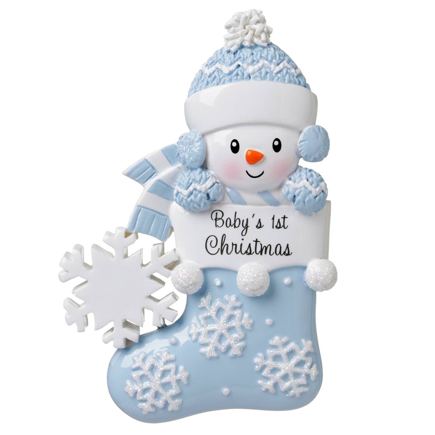 Baby Snowman in Blue Stocking Ornament