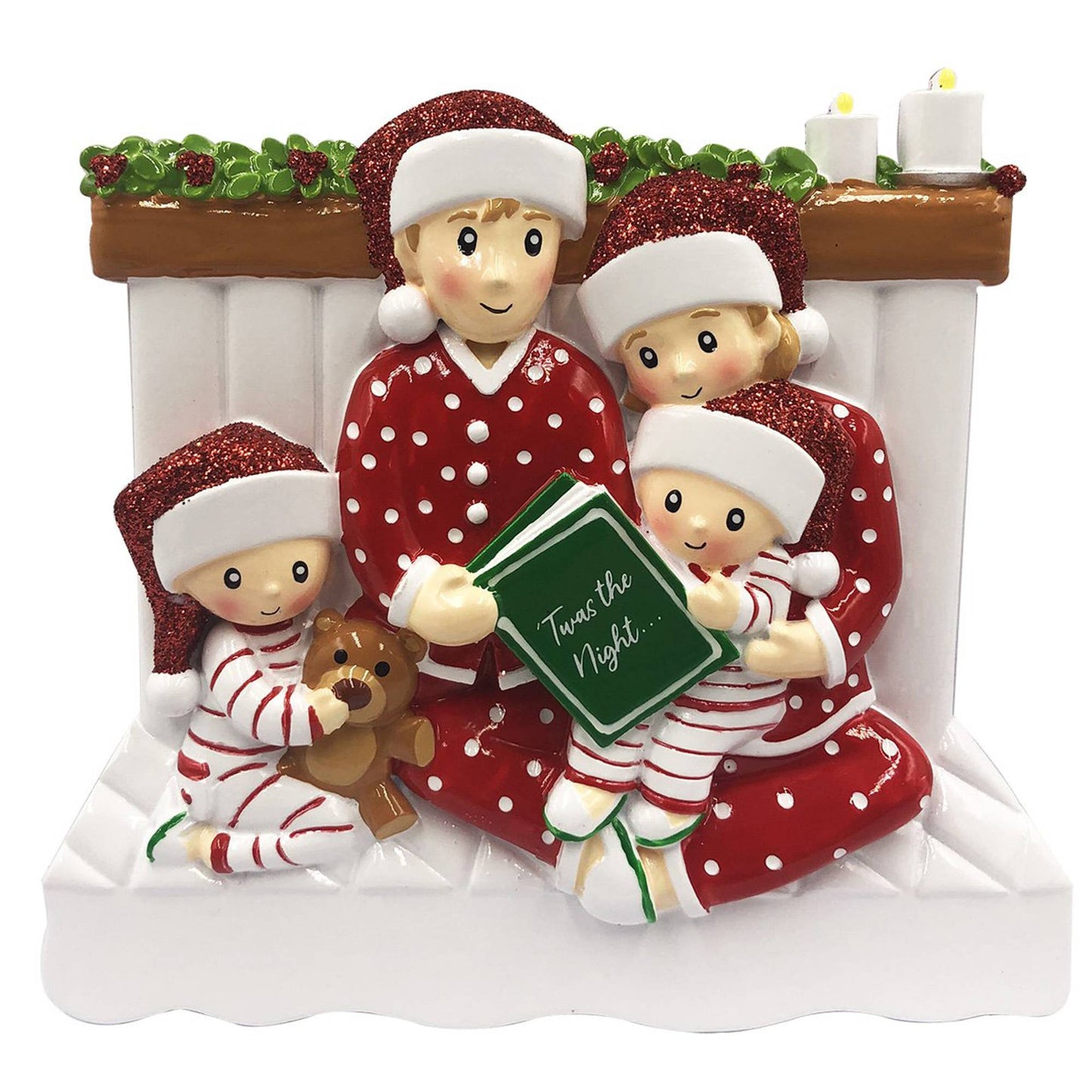 Reading in Bed Ornament - Family of Four