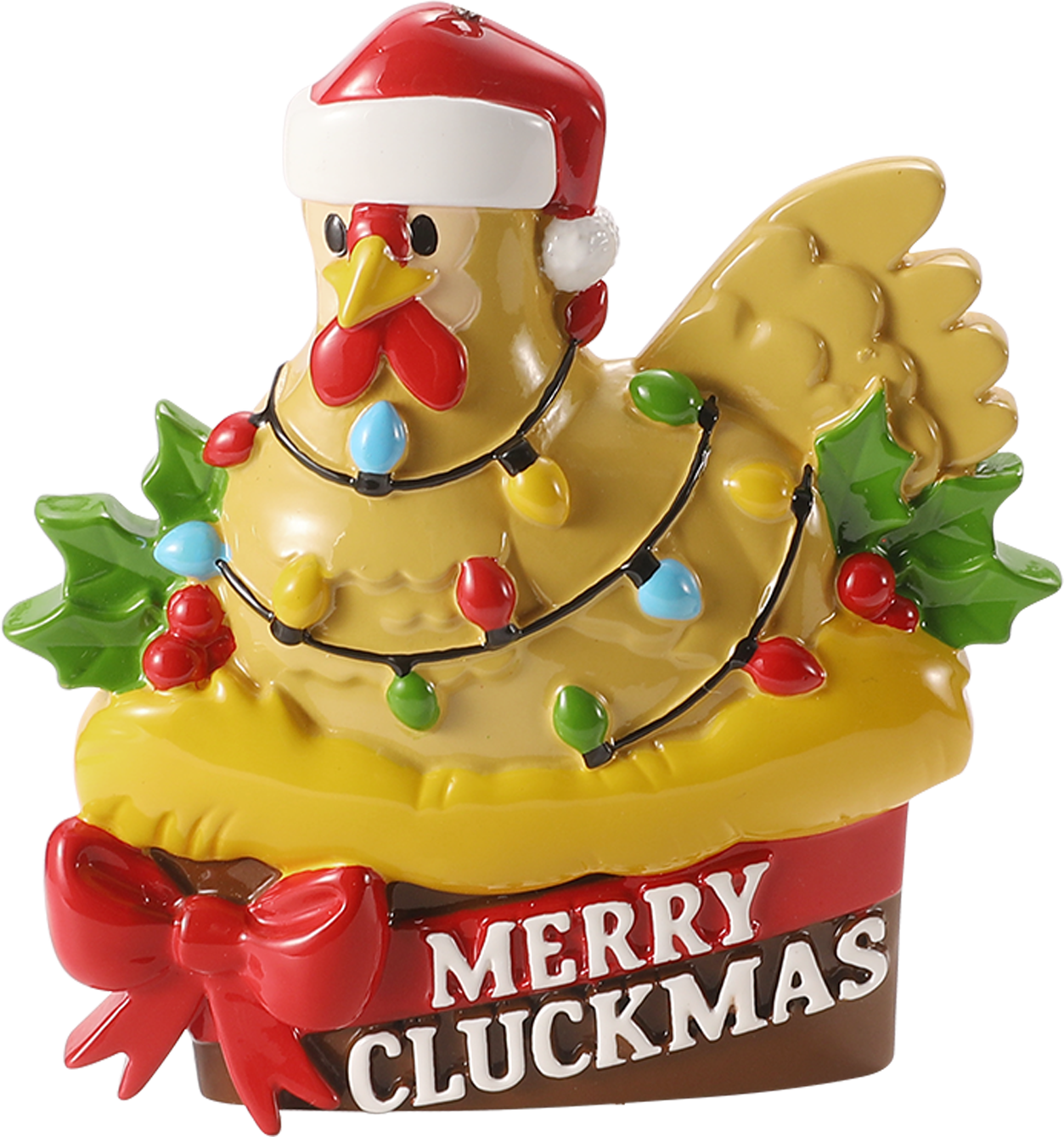 Merry Cluckmas Chicken Personalized Ornament