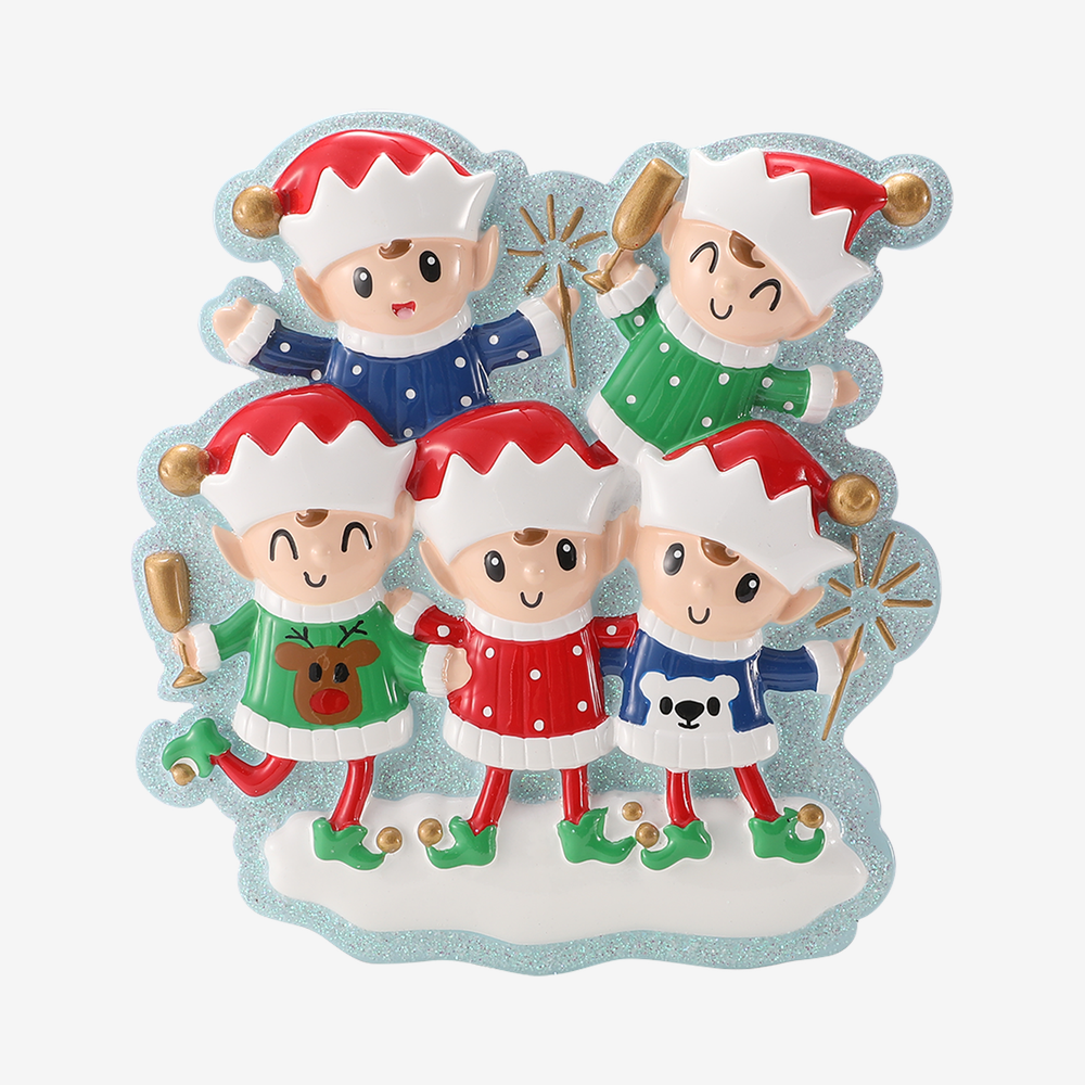 Elf Family in Sweaters - Family of Five
