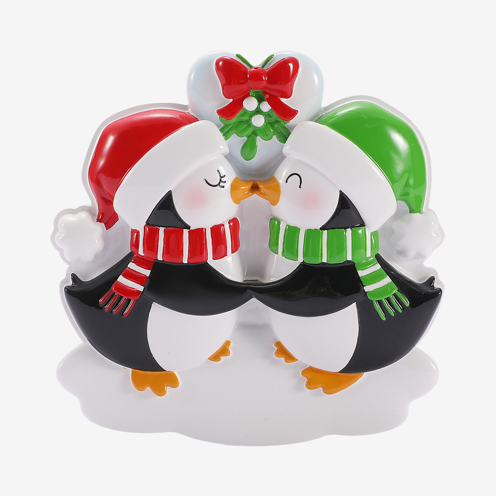 Penguins Under the Mistletoe Ornament