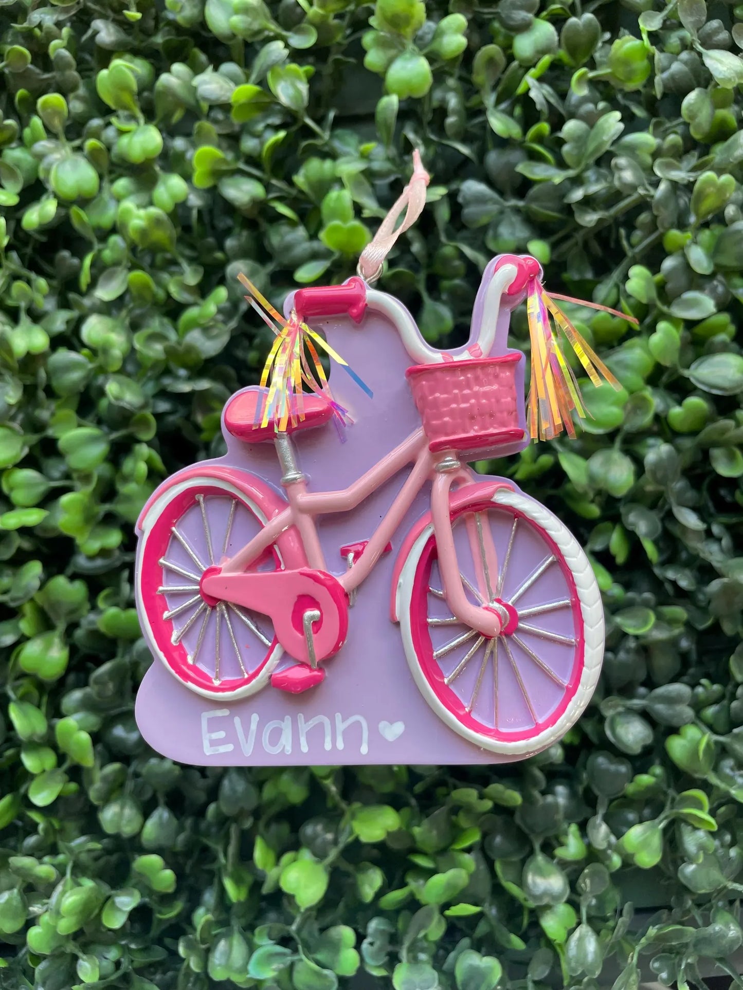 Kid's First Bike Personalized Ornament: Pink