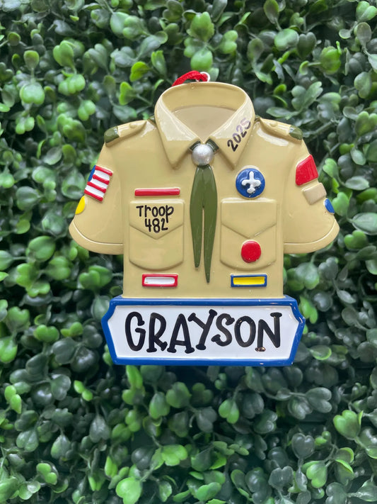 Scouting Uniform Personalized Ornament: Brown