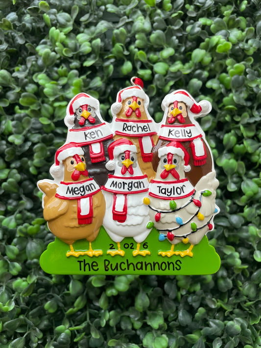 Chicken Ornament - Family of Six