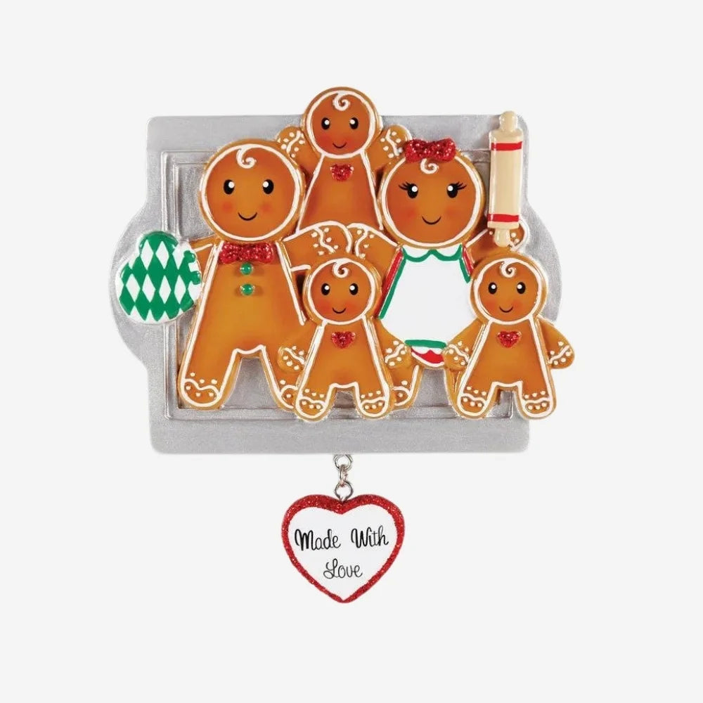 Made with Love Gingerbread Ornament - Family of Five