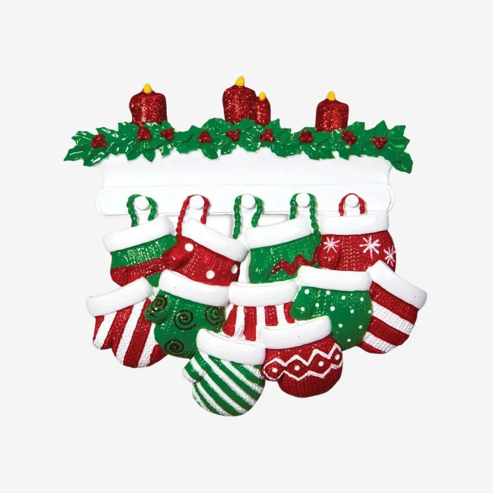 Hanging Mittens Ornament - Family of Eleven