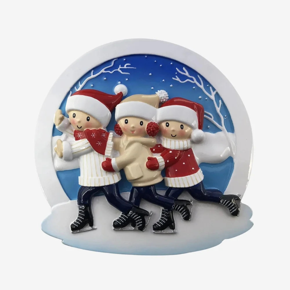 Ice Skating Snow Globe - Family of Three