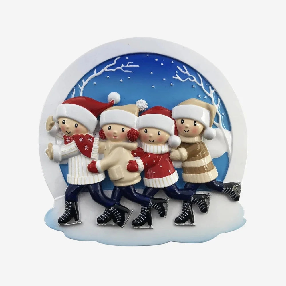 Ice Skating Snow Globe - Family of Four