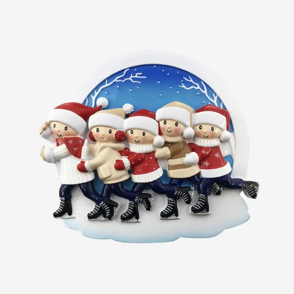 Ice Skating Snow Globe - Family of Five