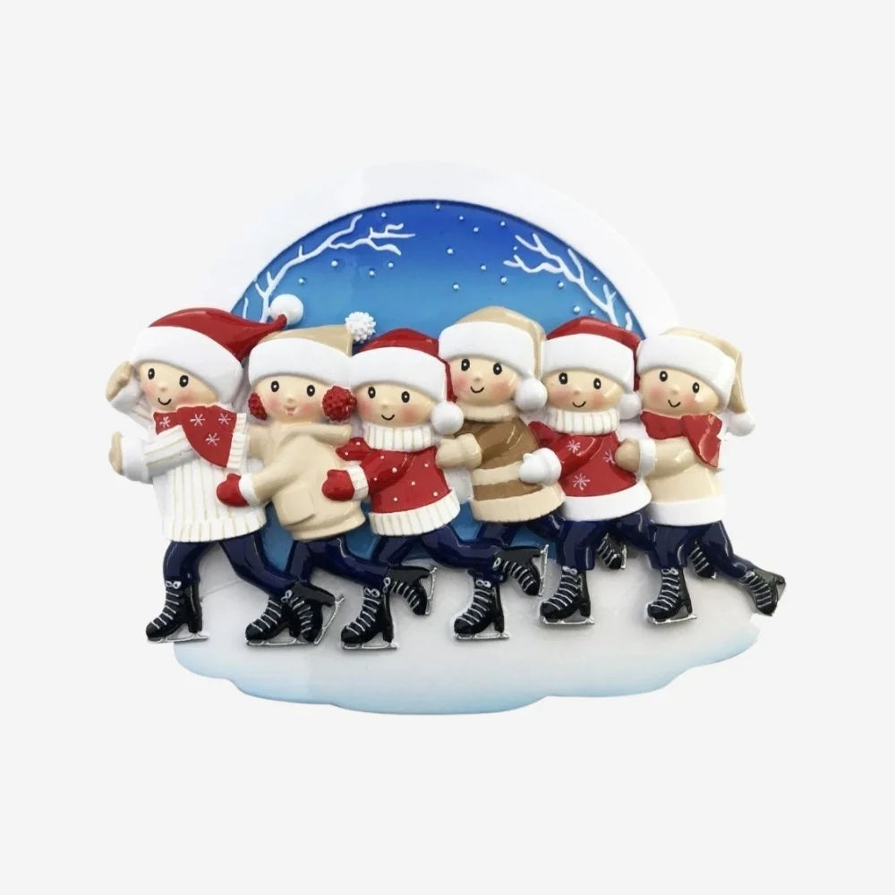 Ice Skating Snow Globe - Family of Six