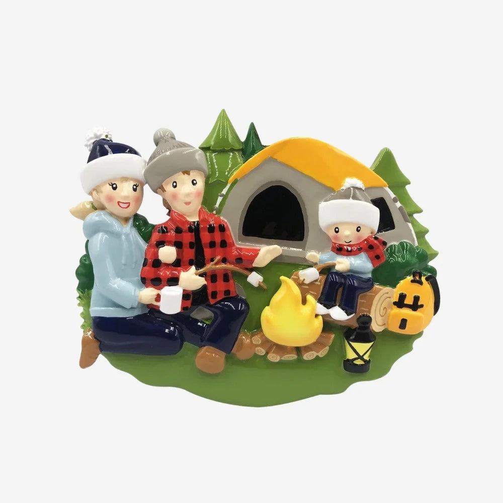 Campfire Ornament - Family of Three