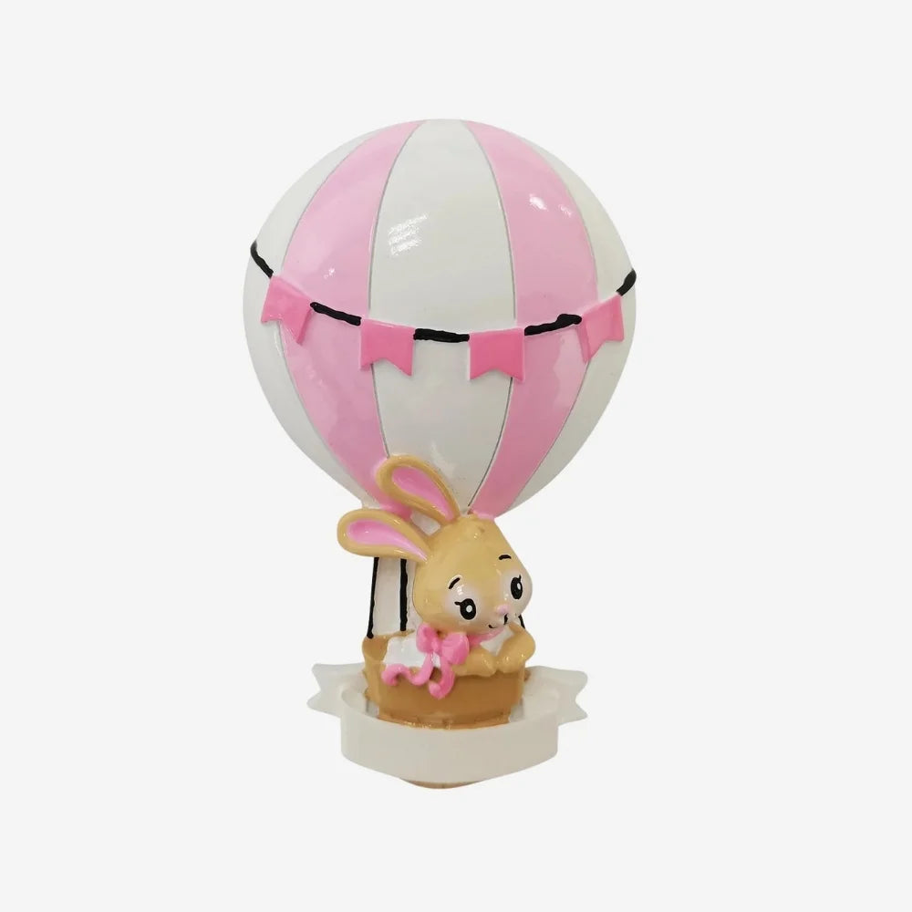 Hot Air Balloon Pink Bunny Ornament