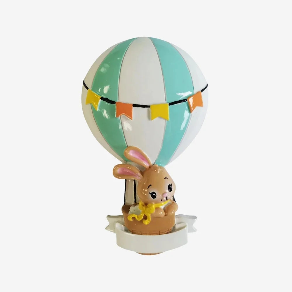 Hot Air Balloon Blue Bunny Ornament