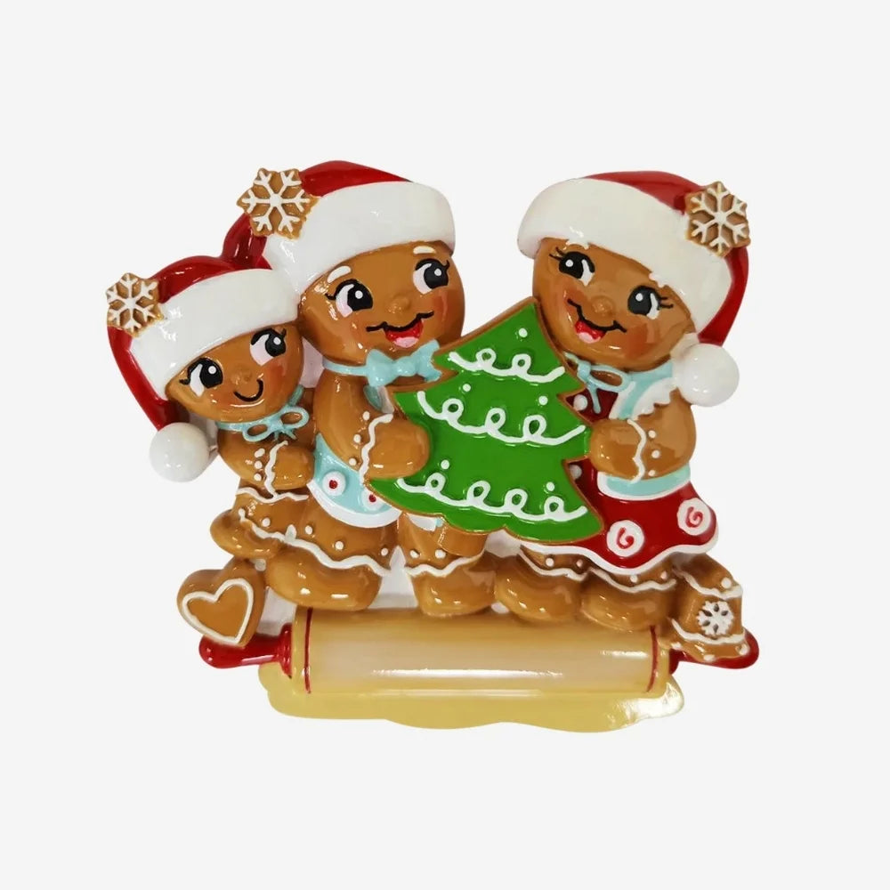 Gingerbread Bakers Ornament - Family of Three