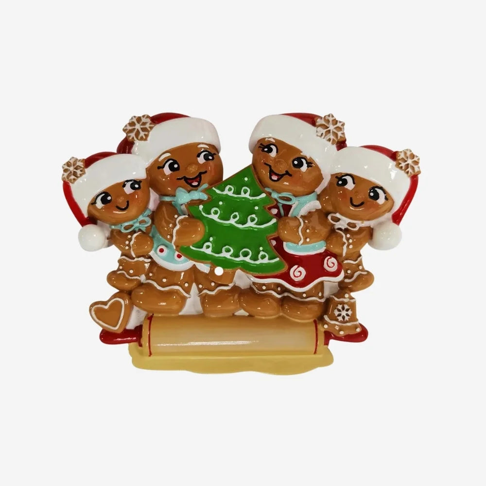 Gingerbread Bakers Ornament - Family of Four