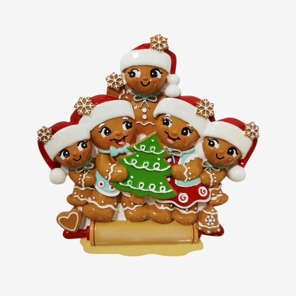 Gingerbread Bakers Ornament - Family of Five