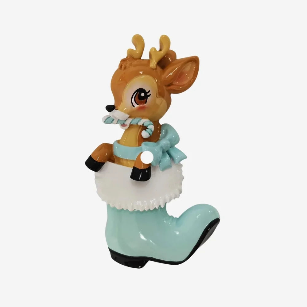 Reindeer in Blue Boot Ornament