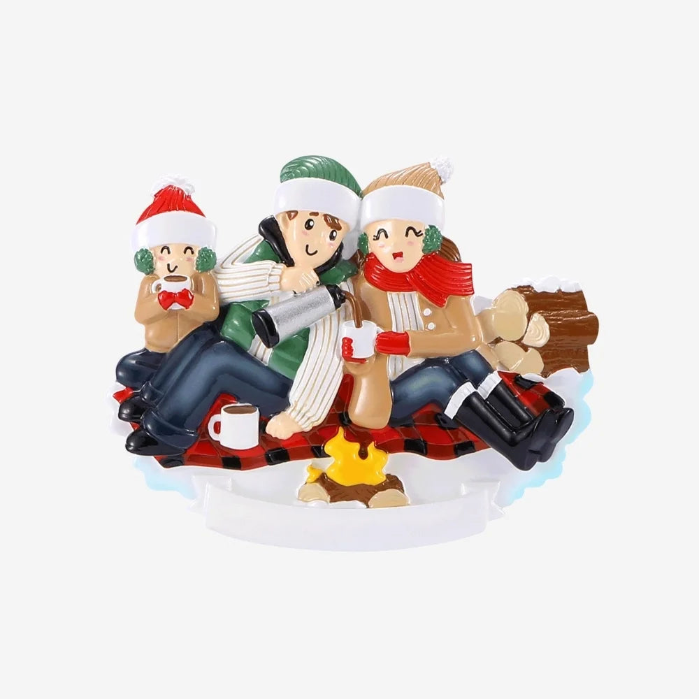 Christmas Picnic Ornament - Family of Three