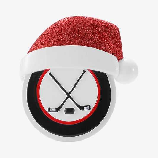 Hockey With Santa Hat Ornament