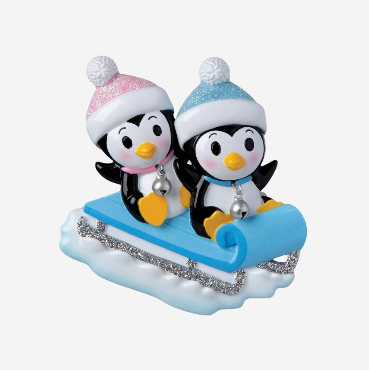 Twin Penguins on Sled Ornament