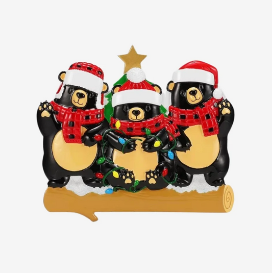 Bears with Scarf & Santa Hat - Family of Three