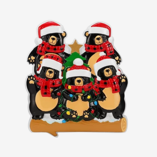 Bears with Scarf & Santa Hat - Family of Five