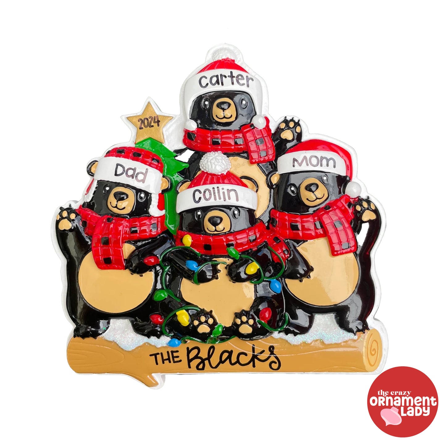 Bears with Scarf & Santa Hat - Family of Four