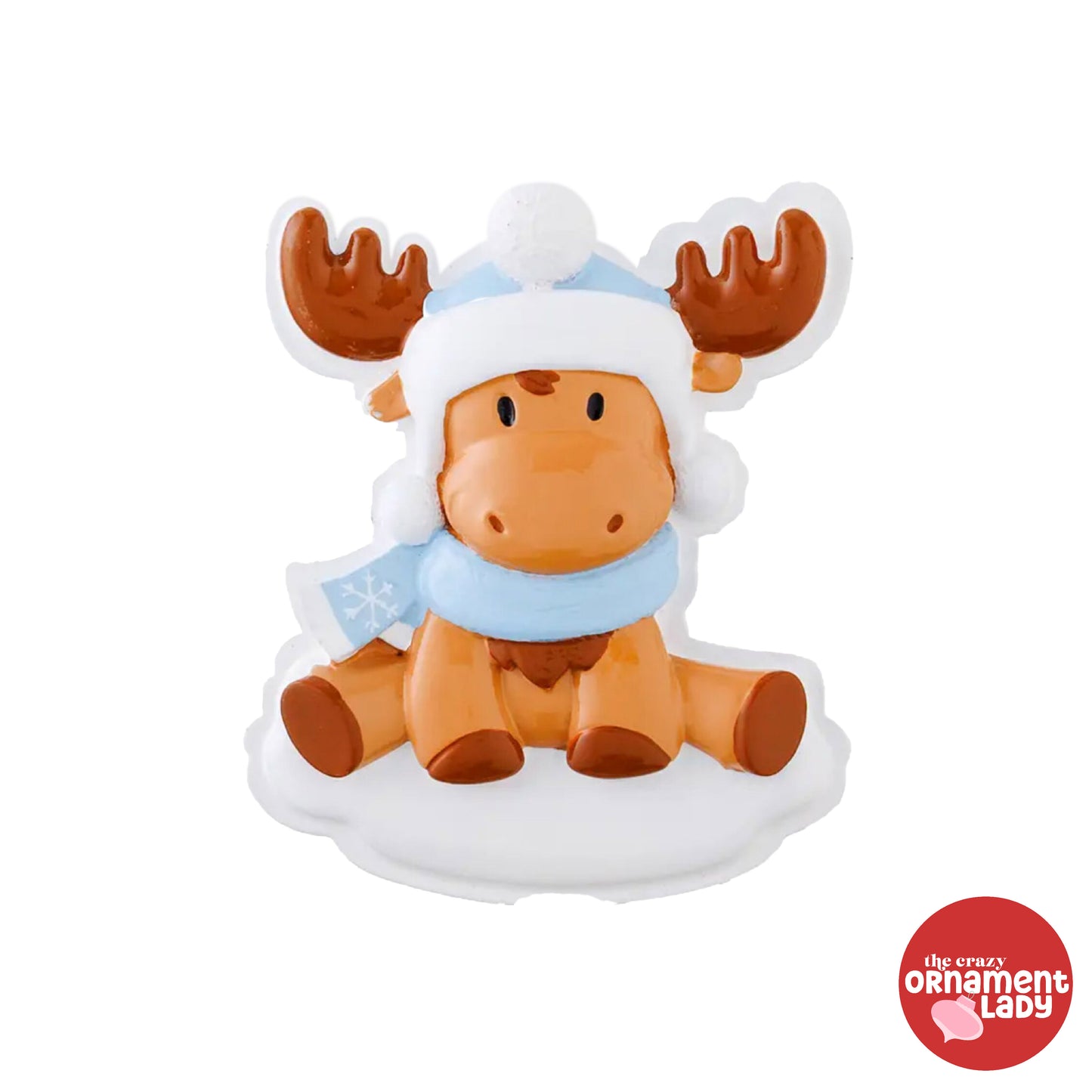 Baby Moose Blue Ornament