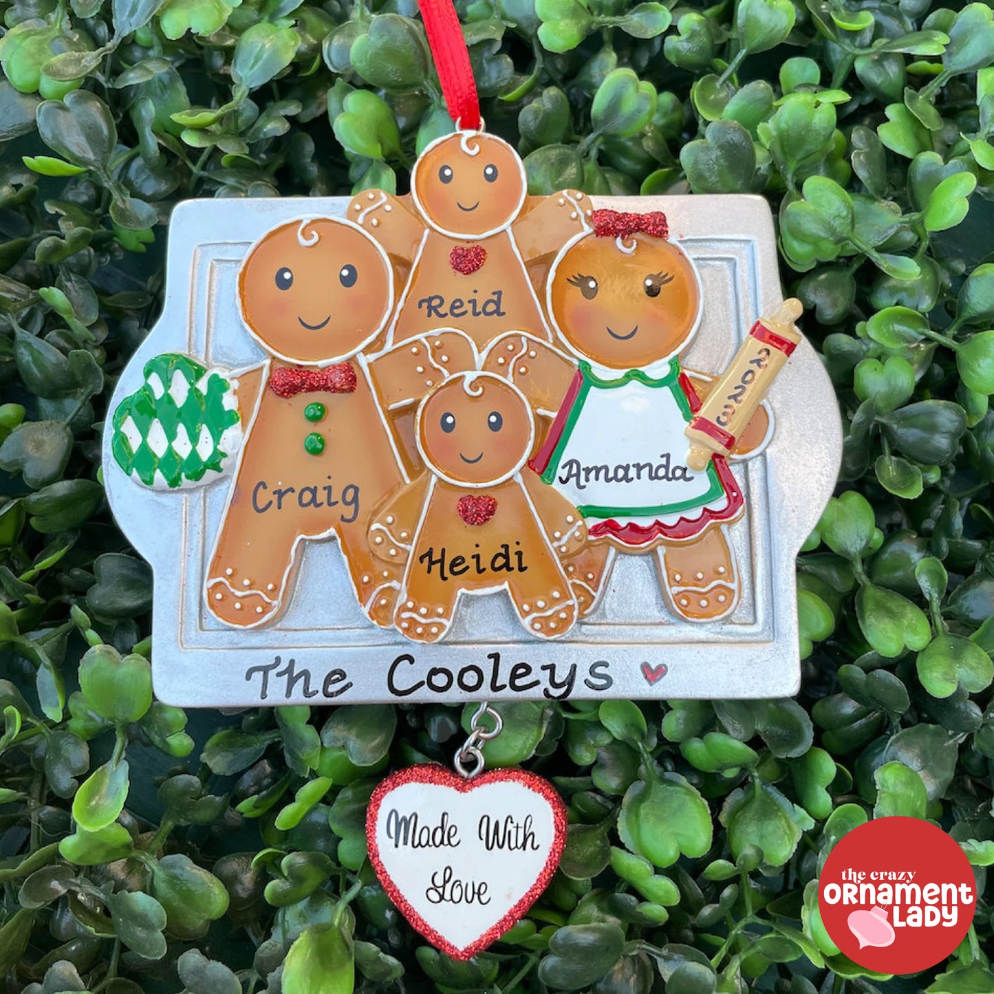 Made with Love Gingerbread Ornament - Family of Four