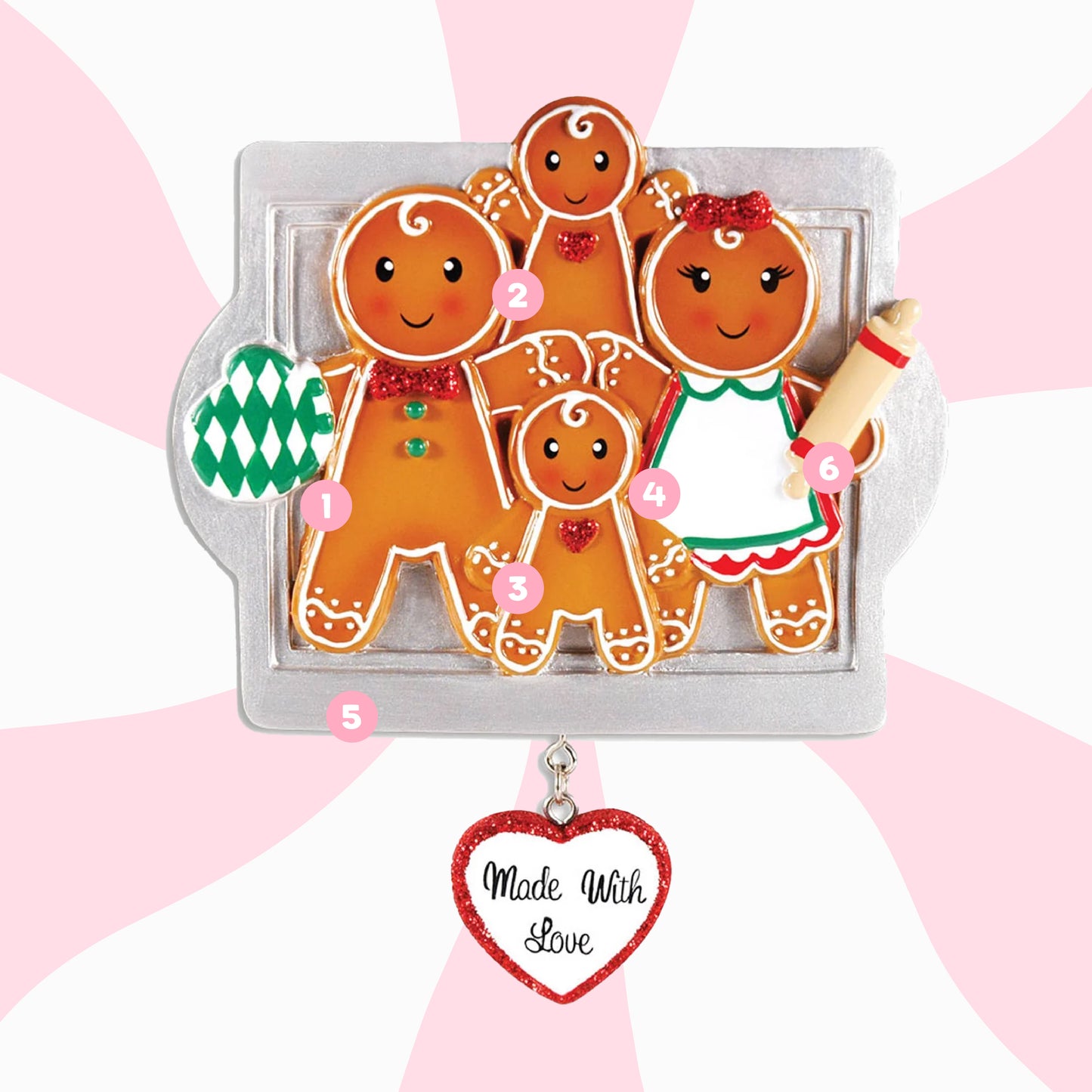 Made with Love Gingerbread Ornament - Family of Four