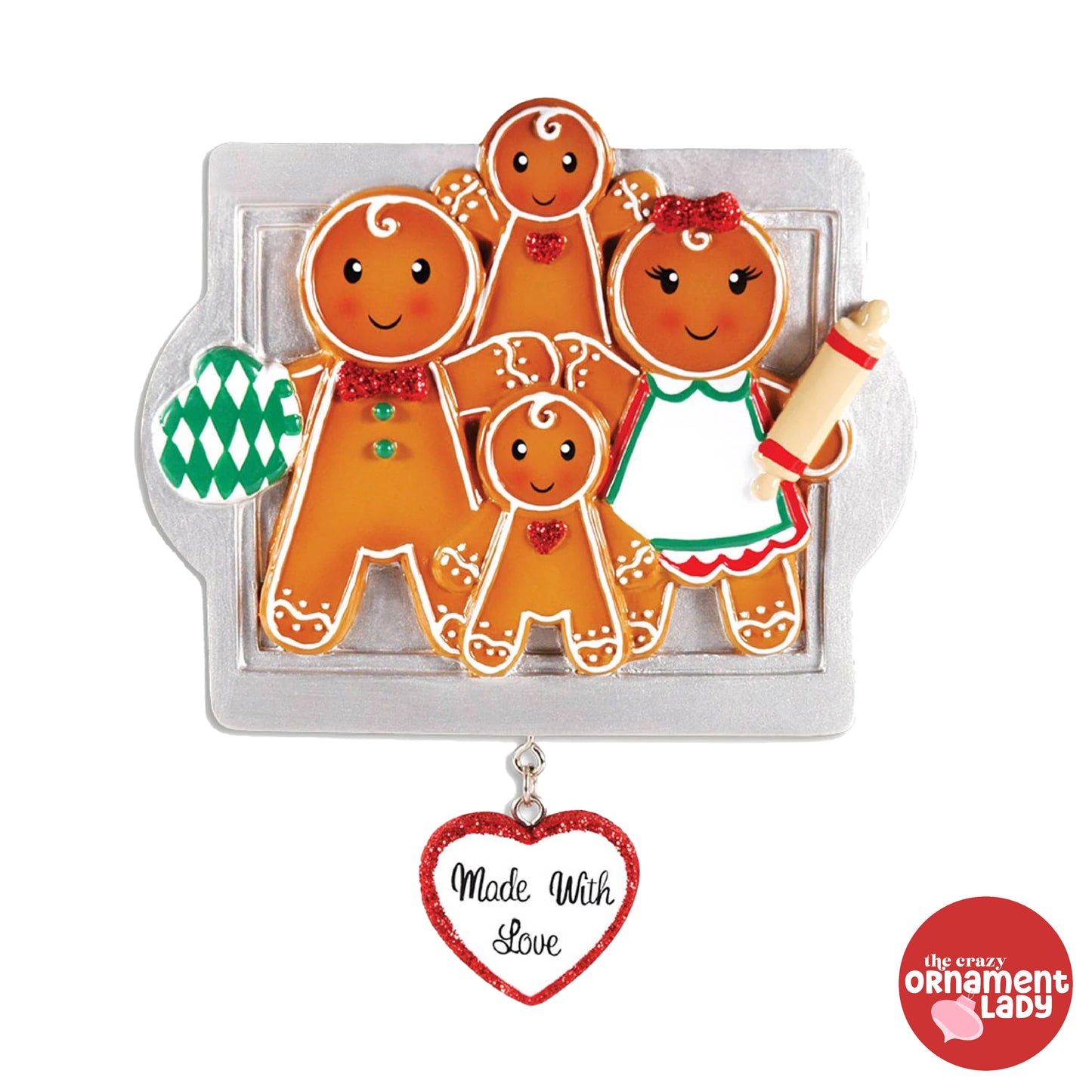 Made with Love Gingerbread Ornament - Family of Four