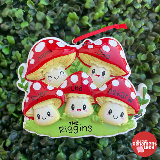 Mushroom Ornament - Family of Five