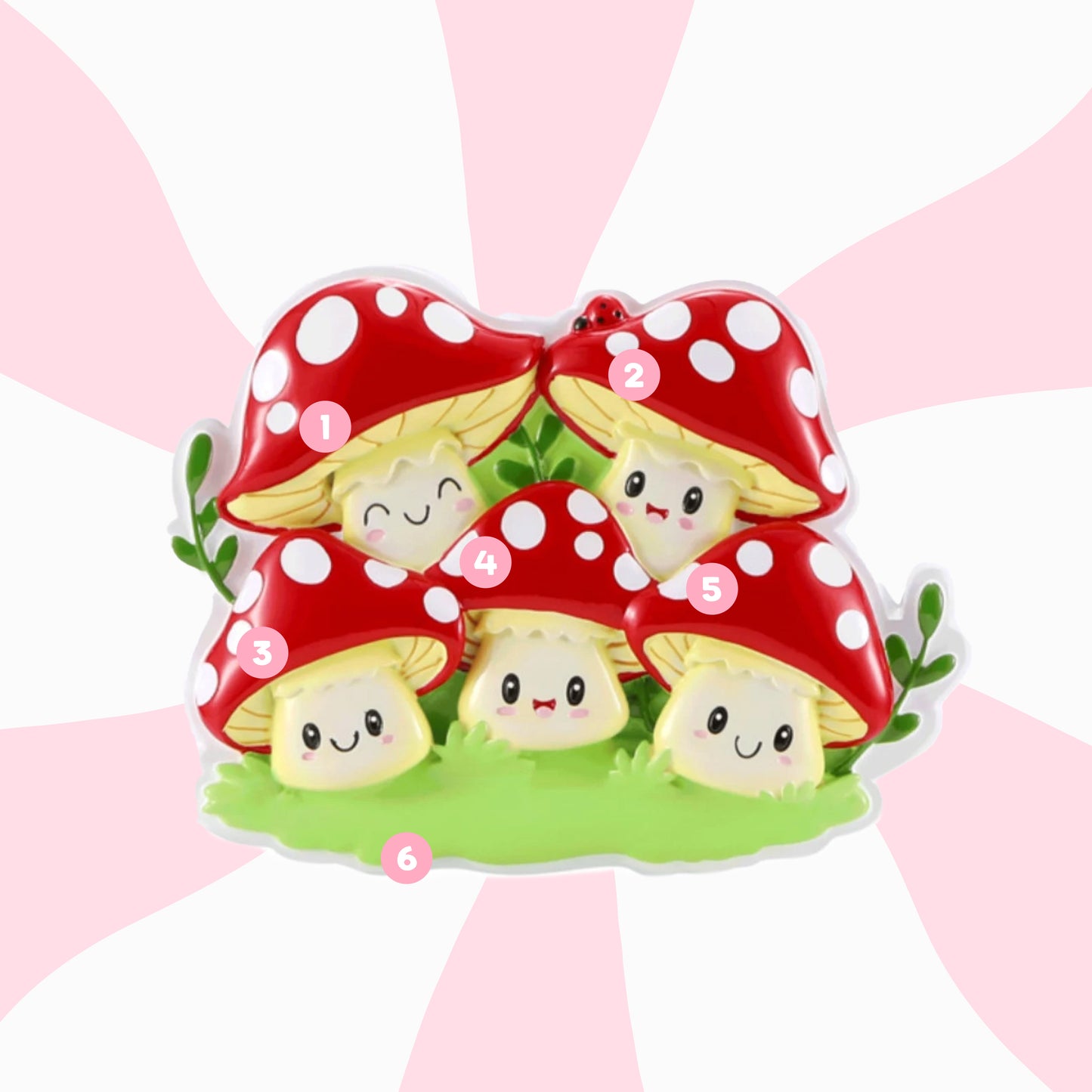 Mushroom Ornament - Family of Five