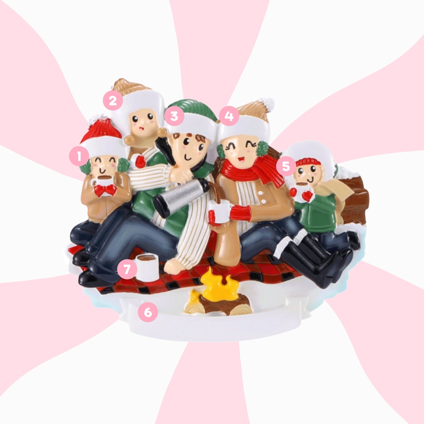 Christmas Picnic Ornament - Family of Five